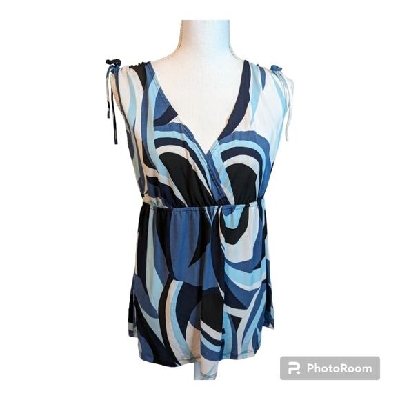 AB Studio Y2K Club V Tank Tie String Blouse Sz S (but fits like M/L) - Picture 1 of 11